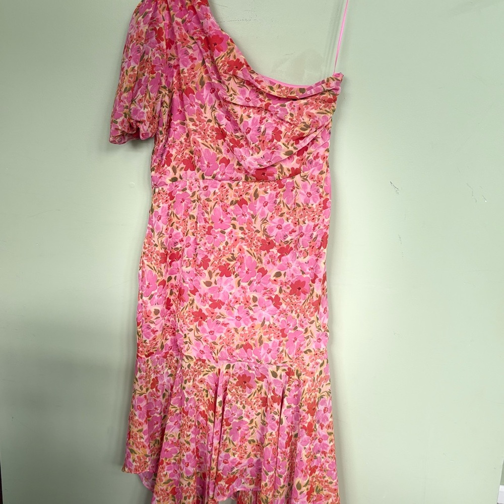 Astr Pink One Shoulder Sundress for Wedding Guest